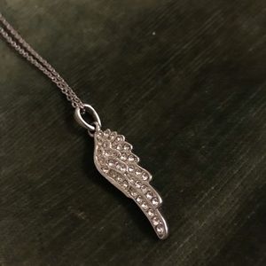 Express Silver Bejeweled Wing Necklace